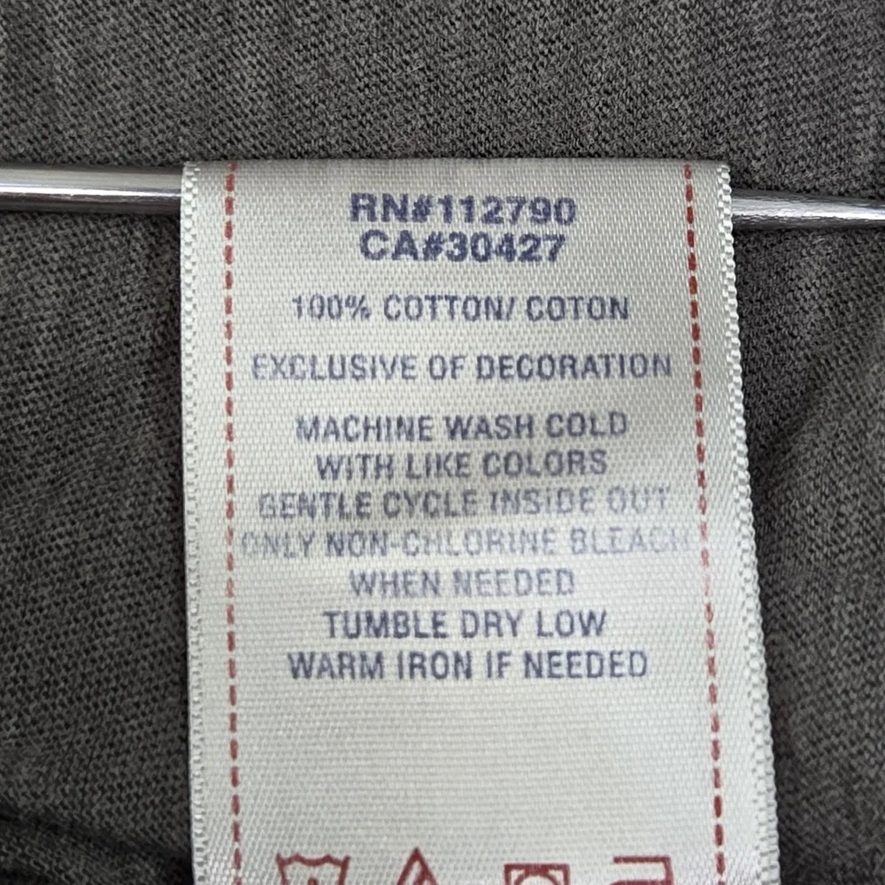 True Religion‎ Men Shirt XL Gray Guitar Buddha Henley Grunge Button Long Sleeve